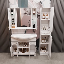 Stella Polare Зеркальный шкаф Кармела 100/С люкс белое серебро – фотография-12